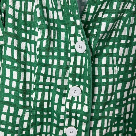 CAbi Circuit green white plaid linen jacket size medium - Picture 10 of 11